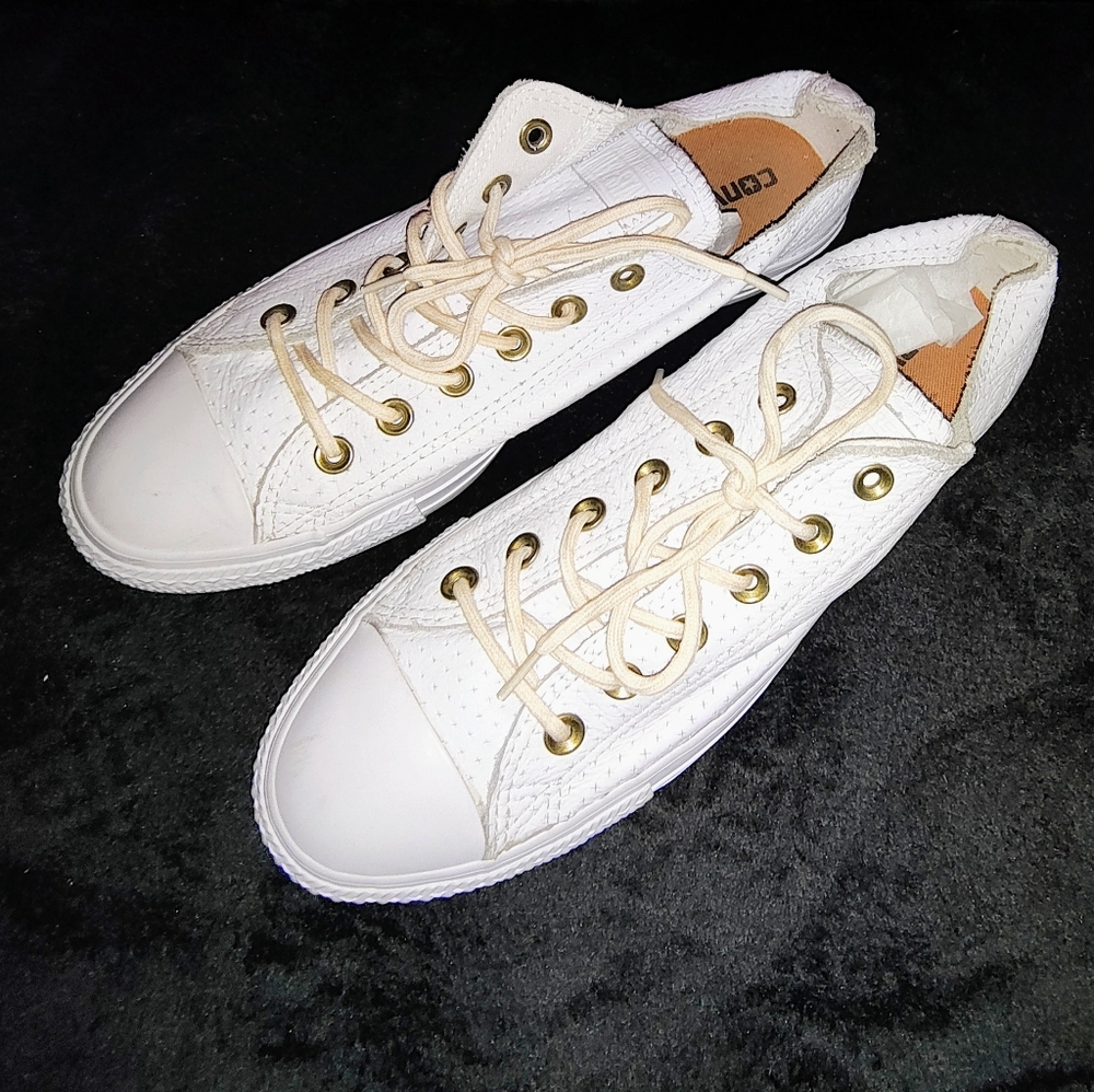 Converse White and Gold Canvas Sneakers